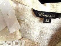 新品 Flammeum フラミューム 麻 絹 リネン ポケット付き ワンピース 日本製 38 パフスリーブ _画像3