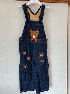 ミキハウス プッチー 刺繍 デニムオーバーオール