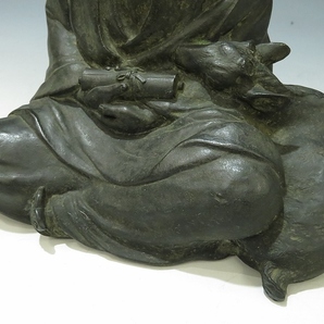 彫金家 株木秀明作 鹿寿老人 真作保証（8131検:彫刻置物銅像ブロンズの画像7