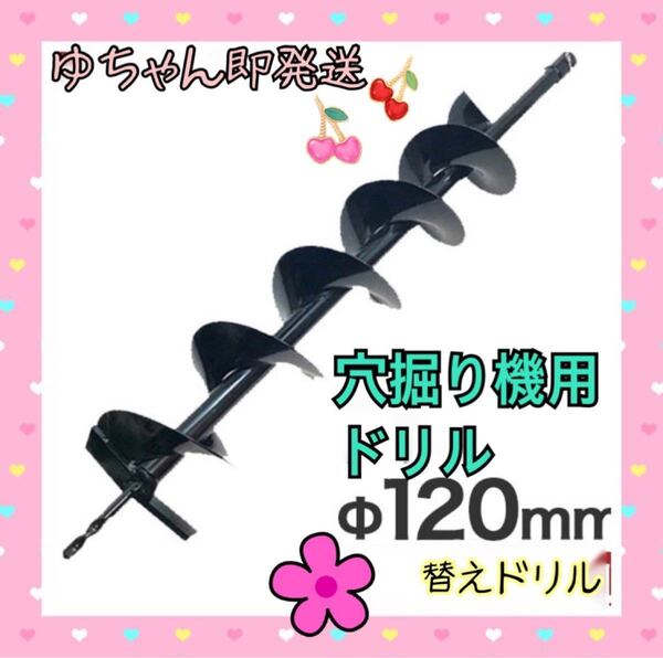 【替刃ドリルΦ120mm】アースオーガー用 穴掘り機 ドリルビット 替えドリル 接続口径20mm 全長80cm 他社製品対応◎