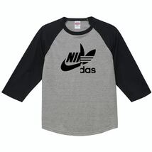 【送料無料】【新品】ナイダス 七分袖 長袖 Tシャツ おもしろ パロディ プレゼント メンズ グレー Mサイズ_画像1