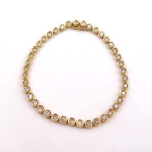 K18YG * yellow gold bracele * diamond 3.000ct 4 month birthstone arm around 20cm present gift [ used ]/10022873