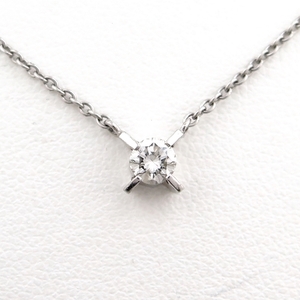 Pt850 ★プラチナ ネックレス ◇ダイヤモンド0.320ct 4月誕生石 一粒 チェーン長49.5cm プレゼント ギフト【中古】/10022904