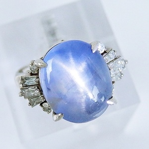 PM900 ★ Платиновое кольцо кольцо синий ◆ Star Sapphire 9.43ct сентябрьский камень родов ◇ Diamond 0,44CT ● № 11 [Используется]/10022932