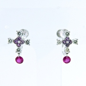 K18WG * platinum earrings * ruby 0.10ct 7 month sapphire 0.04ct 9 month * diamond 0.09ct [ used ]/10022979