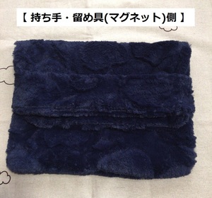 # ScoLar [ beautiful goods ] soft clutch bag # navy fake fur apple / scalar 