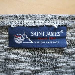 良好 SAINT JAMES ウェッソン 黒×白メランジェコットン バスクシャツ サイズ表記0 XXS フランス製/セントジェームス杢ミックスの画像7