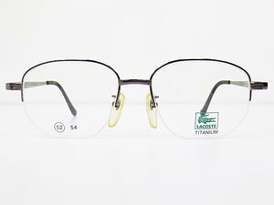 ∞【デッドストック】LACOSTE ラコステ 眼鏡 メガネフレーム CL-6105 52[]17-140 チタン ナイロール ハーフリム ガンメタリック □H8