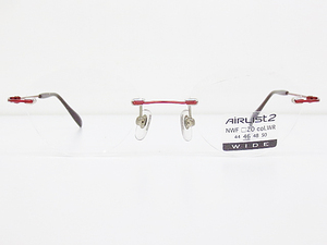 ∞【デッドストック】AIRLIST2 エアリスト 眼鏡 メガネフレーム AL201T 46[]20-130 メタル チタン レッド 日本製 HOYA ホーヤ □H8