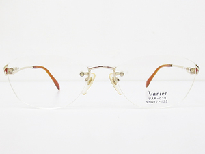 ∞【デッドストック】Varier ヴァリエ 眼鏡 メガネフレーム VAR-039 55[]17-133 メタル チタン ツーポイント ゴールド 日本製 □H8