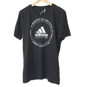 新品●送料無料●(メンズM)アディダス adidas 黒エンブレムコットンTシャツ