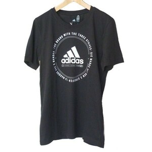 新品◆送料無料●アディダス adidas 黒エンブレムコットンTシャツ(Ｍ)