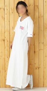 RODEO CROWNS WIDE BOWL RCS×Champion V neck maxi One-piece long One-piece short sleeves 