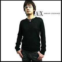 ARMANI EXCHANGE　Double Layer Crew Sweater 　アルマーニエクスチェンジ レイヤード　クルーネックセーター ax-68　ブラック　Ｓサイズ_画像1