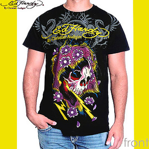 Ed Hardy Mens エドハーディー メンズ　　マルチプリント ビューティフル　ゴースト Tシャツ　ブラック ed-117 ブラック　Ｓサイズ