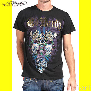 Ed Hardy Specialty ／エドハーディー　メンズ　スペシャルティー　マルチプリント　ダブル　スカル＆タイガー　Tシャツ　ブック ed-10ラ9