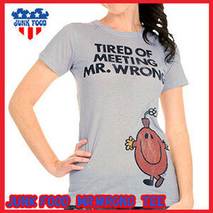 JUNK FOOD Women's Tired Of Meeting Mr Wrong Vintage Boy tee ／ジャンクフード　レディース MR.WRONG Tシャツ 　Sサイズ　junk-68