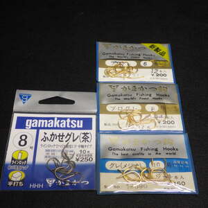 Gamakatsu がまかつ鈎 ふかせグレ(茶) 8号 グレ(メジナ) 10号 プログレ 6号8号 セット ※未使用 (3a0600) ※クリックポスト5