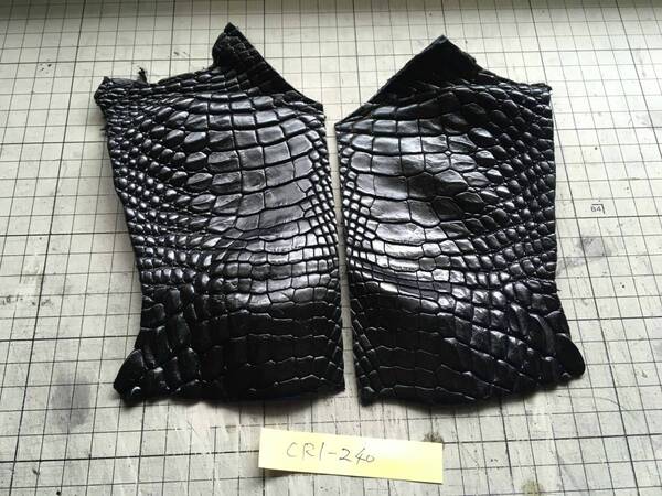 CR1-240★野性味最高級クロコダイル★マットブラック黒★レザークラフトはぎれ ハギレ革小物アリゲーターコインケース名刺入れカードケース