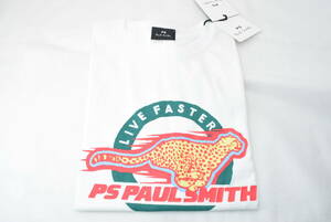 新品未使用☆PS Paul Smith Live Faster プリント Tシャツ チーター☆ホワイト☆Lサイズ☆着丈65㎝ 肩幅42㎝ 身幅51㎝ 袖丈22㎝