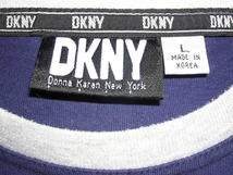 90s ダナキャラン DKNY USA ラメ デカロゴ Tシャツ L ネイビー vintage old_画像8