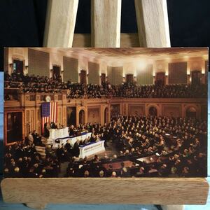 絵はがき 古い 絵葉書 古ハガキ ポストカード 合同会議米国議会代表ホールは、大統領が議会にメッセージを送るときに上院と下院が…(1601)