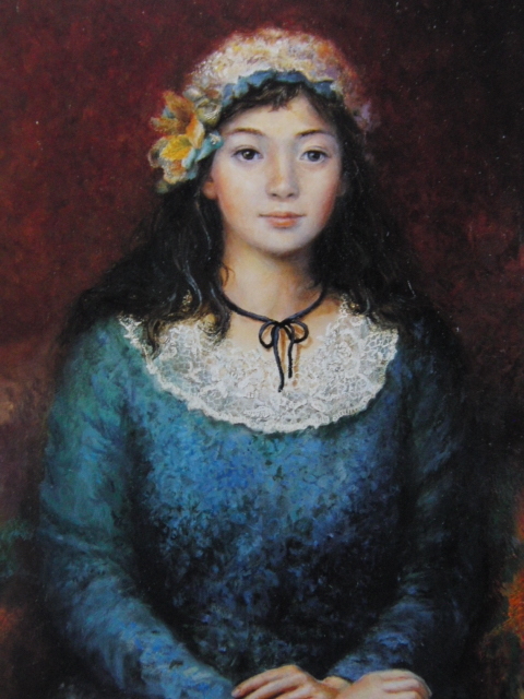 Kazutaka Setsu, [Mädchen in Blau], Aus einer seltenen Sammlung von Rahmenkunst, Schönheitsprodukte, Neuer Rahmen inklusive, Porto inklusive, Japanischer Maler, Malerei, Ölgemälde, Porträts