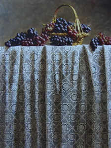 Art hand Auction Toshihiko Iwato, [Grapes and Lace], From a rare collection of framing art, Beauty products, New frame included, postage included, Japanese painter, Painting, Oil painting, Still life