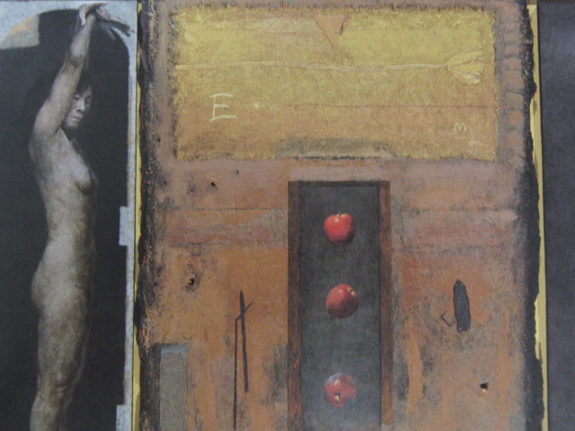 Mitsutoshi Imai, [Menschen und HITO: Drei fallende Äpfel], Aus einer seltenen Sammlung von Rahmenkunst, Schönheitsprodukte, Neuer Rahmen inklusive, Porto inklusive, Japanischer Maler, Malerei, Ölgemälde, Abstraktes Gemälde