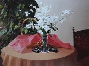 Art hand Auction Yoshimi Takanashi, 【Flor blanca】, De una rara colección de arte enmarcado., Productos de belleza, Nuevo marco incluido, gastos de envío incluidos, pintor japonés, Cuadro, Pintura al óleo, Naturaleza muerta