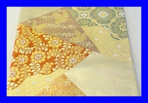 ○美品 女性着物 六通 袋帯 刺繍 金糸 花柄 432cm OAJ6