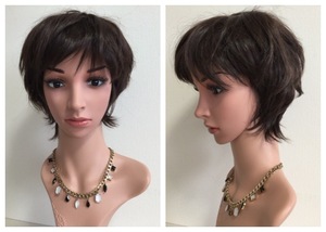 BOW23 ⑬ exhibition goods fashion wig natural Brown Short wig white ... volume up 