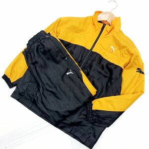 プーマ ★ PUMA オレンジ ブラック 子ども キッズ 140cm ナイロン ジャージ セットアップ 上下 裏メッシュ ジャケット パンツ 運動■CF91