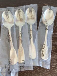  unused goods Chris to full kryu knee original silver plating made tea spoon 4ps.@13.6cm/Cluny/449-6