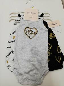  new goods unused! JUICY COUTURE Juicy Couture rompers 3 pieces set 3-6 months gray / black / white ash black white baby underwear girl 