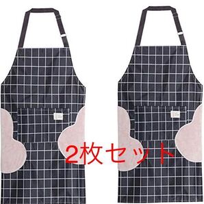 エプロン 調整可能な水滴耐性ビブエプロン 2枚セット