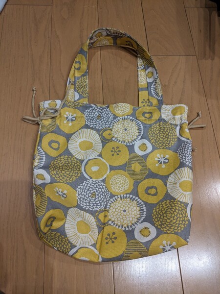ハンドメイド 巾着型トートバッグ 花柄 巾着バッグ ミニトート
