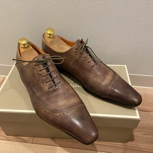 【多数出品】サントーニ　santoni ブラウン　レザーシューズ　検索　ビジネス マグナーニ italy パテーヌ　ベルルッティ　靴　ブラック　黒