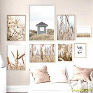 P1181: 秋の植物 小麦 タンポポ リード 花 壁アート キャンバス絵画 ポスタープリント リビングルームの装飾 写真