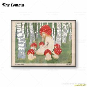 Art hand Auction P1041: Mother Mushroom with Child Vintage Art Print Poster Forest Antique Canvas Print Painting, Printed materials, Poster, others