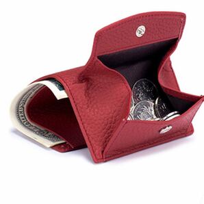 値下げ大人気【再入荷】本革仕様三つ折リ財布 小銭入れ ミニ財布 スキミング防止 ワイン色