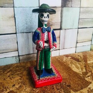 K866 DAY OF THE DEAD*1993's*メキシカンフォークアート*スカルオブジェ*死者の祭*ビンテージ メキシカンスカル ドクロ ガイコツ 置物