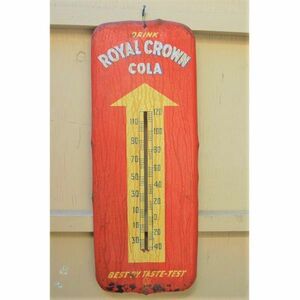 K1464 ビンテージ*1950's*USA*ROYAL CROWN COLA*コーラ 温度計*アドバタイジング アメリカン ガレージ 店舗什器*デコレート*壁掛けブリキ