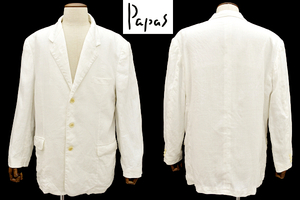 L-1871★超美品★Papas MANIERE DE HEMING パパス★春夏 日本製 ホワイト白色 麻 リネン100％ ブレザー ジャケット Ｍ