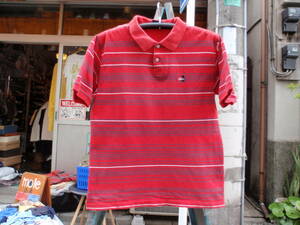 ビンテージ　VANS（バンズ）　赤いボーダー柄のポロシャツ　サイズM