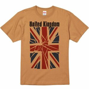 ブロークン・ユニオンジャック（英国国旗）/半袖Ｔシャツ/メンズS/キャメル・新品・メール便 送料無料