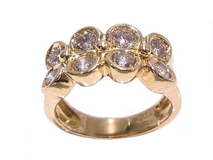 K18 YG yellow gold ring diamond total 1.00ct No-brand ring [ used ][ degree A][ beautiful goods ]