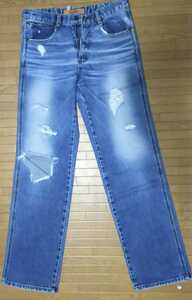 ★★ＵＳＥＤ【ＭＯＡＭＯＡ　ＭＯＡＪＥＡＮＳ】★ダメージ加工 デニム　ワイドパンツ ★レディースW26くらい★ジーンズ　