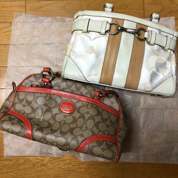 COACHハンドバッグ2個セット　　　　　　　　　　＋Seriaハンドルカバー