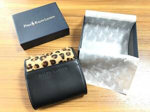 [ new goods / box attaching ] sense eminent *RALPH LAUREN car f100% Leopard ( leopard print )* hair car fxsm-m leather is lako specification top class Mini wallet 